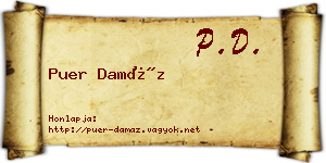 Puer Damáz névjegykártya